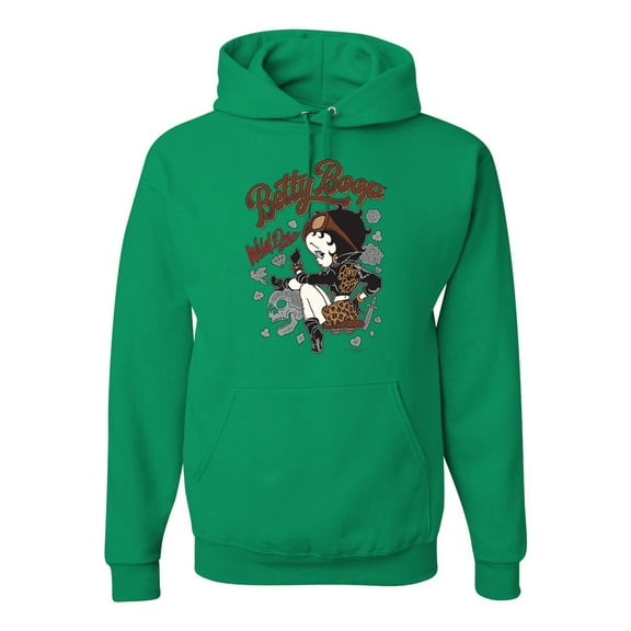 Wild Bobby, Biker Betty Boop Wild One MC Motorcycle Betty Boop Unisex Hoodie Sweatshirt, Kelly, XX-Large
