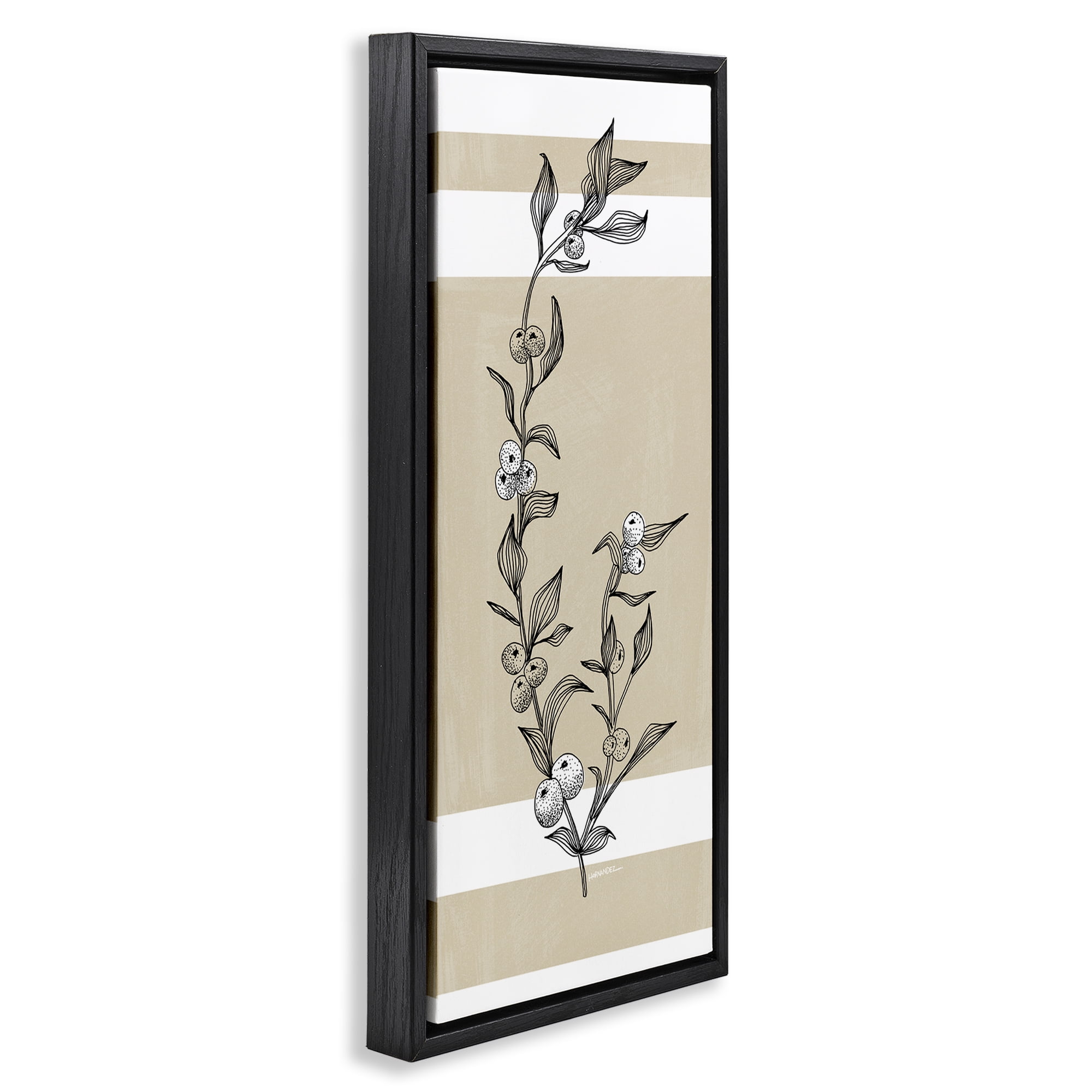 Stupell Industries Sweet Orange Branch Plants & Flowers Painting Black Floater Framed Canvas Art Print Wall Art, 14 x 31