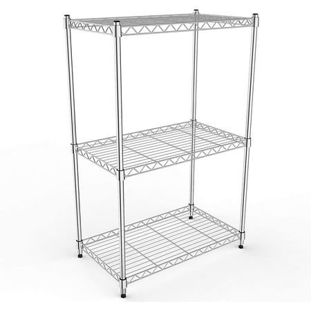 

LANTRO JS Simple Deluxe 3-Shelf Shelving with Wheels Steel Organizer 23 Wx13 Dx30 H Chrome