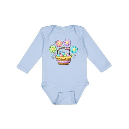 

Inktastic Happy Flowers and Pastel Eggs in Easter Basket Gift Baby Boy or Baby Girl Long Sleeve Bodysuit