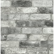 NuWallpaper Grey London Brick Vinyl Peel And Stick Wallpaper, 216-in by 20.5-in, 30.75 sq. ft.