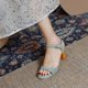 thumbnail image 5 of Sandalias de verano para mujer con tacones altos de cuero de microfibra de color sólido a la moda Wmkox8yii shjk7111, 5 of 9
