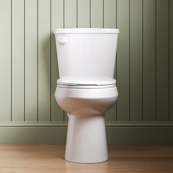 2-Piece 1.28 GPF Single Flush Elongated Chair Height Toilet MAP 1000g in White 12 in. Rough In, Soft Close Seat Included