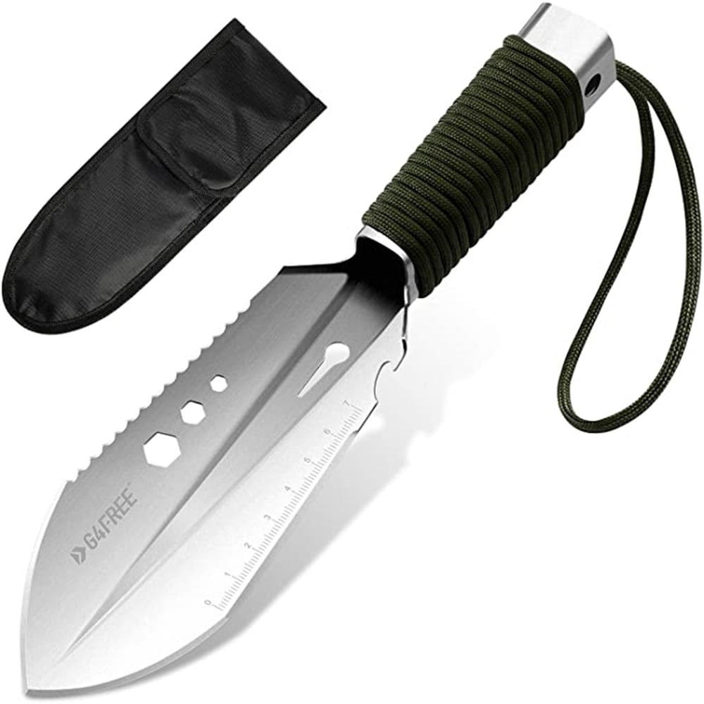 Kepooman Portable Multitools Garden Weed Puller, Stand Up Weeder Hand Tool, Long Handle Garden Weeding Tool with Tie rope handle & Oxford bag, Green