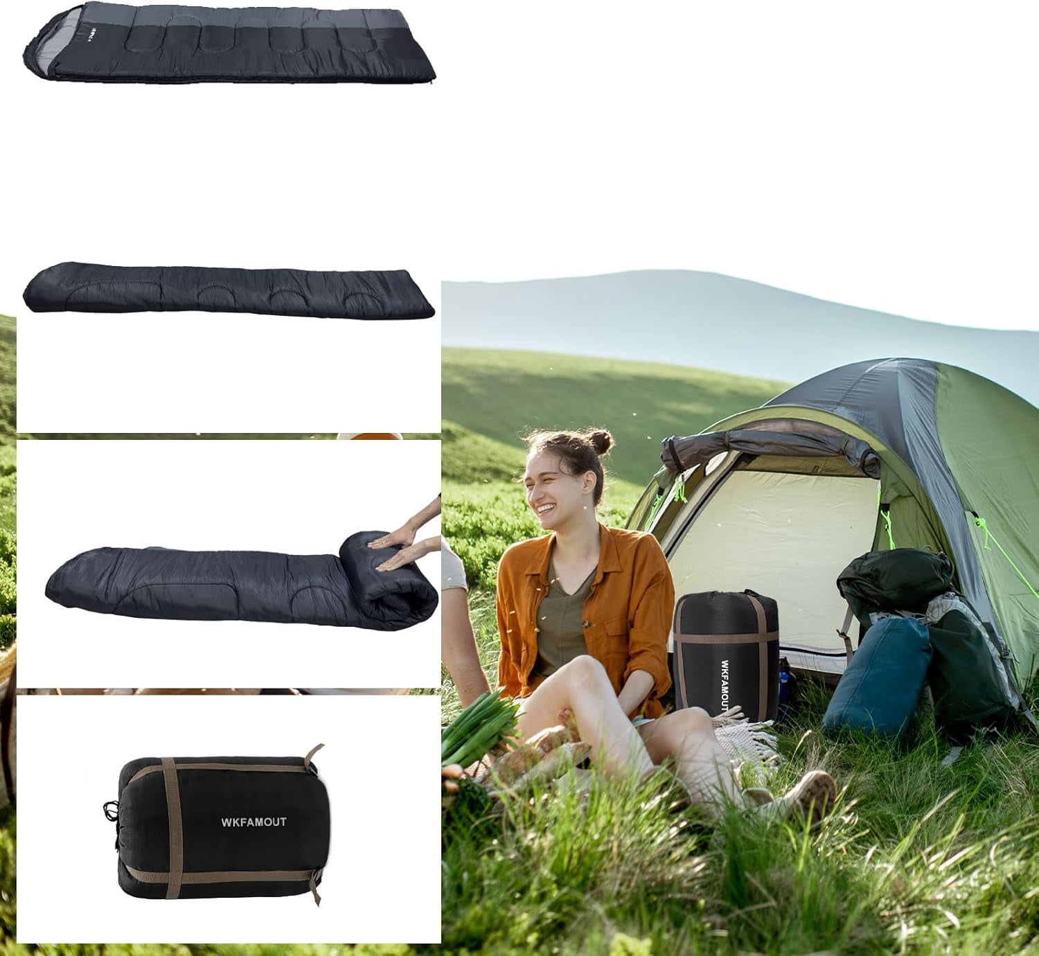 XL 10 Degree Sleeping Bags Waterproof for Adults 350GSM Machine Washable with Compression Sack 3-4 Season Camping Outdoor