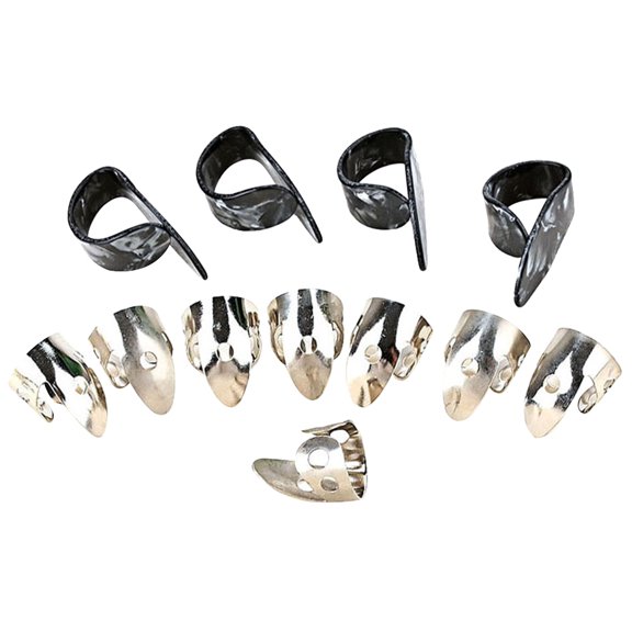 12Pcs Banjo Guitar Picks Ring Thumb Finger Picks Open Design Finger Pick Rings Metal Finger Picks