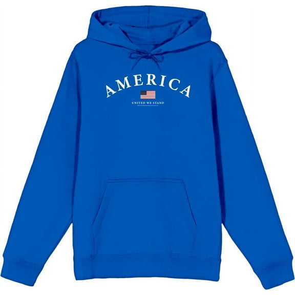 Americana America Flag Adult Blue Long Sleeve Hoodie-Medium