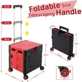 thumbnail image 3 of FELICON Folding Utility Cart Portable Rolling Crate Hand Truck Heavy Duty Plastic Telescoping Handle Collapsible Hidden Lid Swivel Wheels, 3 of 9