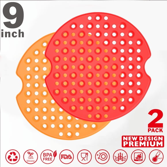 Xihbxyly Tapete Reutilizable para Freidora, Antiadherente, Fácil de Limpiar, Adaptable a Cestas, Multiusos En Cocina, Resistente Al Calor, Tamaño de 7.5/8/8.5/9 Pulgadas, Juego de 2 Piezas