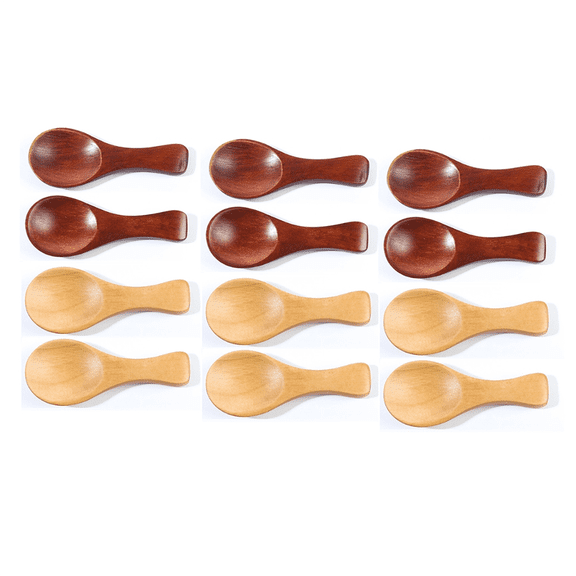 12PCS Small Wooden Spoons, 3.2 Inch Spoons for Jars, Mini Wood Teaspoons Tiny Coffee Sugar Jam Mustard