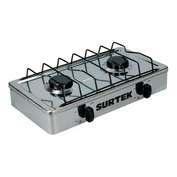 Estufa Gas 2 Quemadores Acero Inox Gris Cocina Hogar Surtek EGAF2