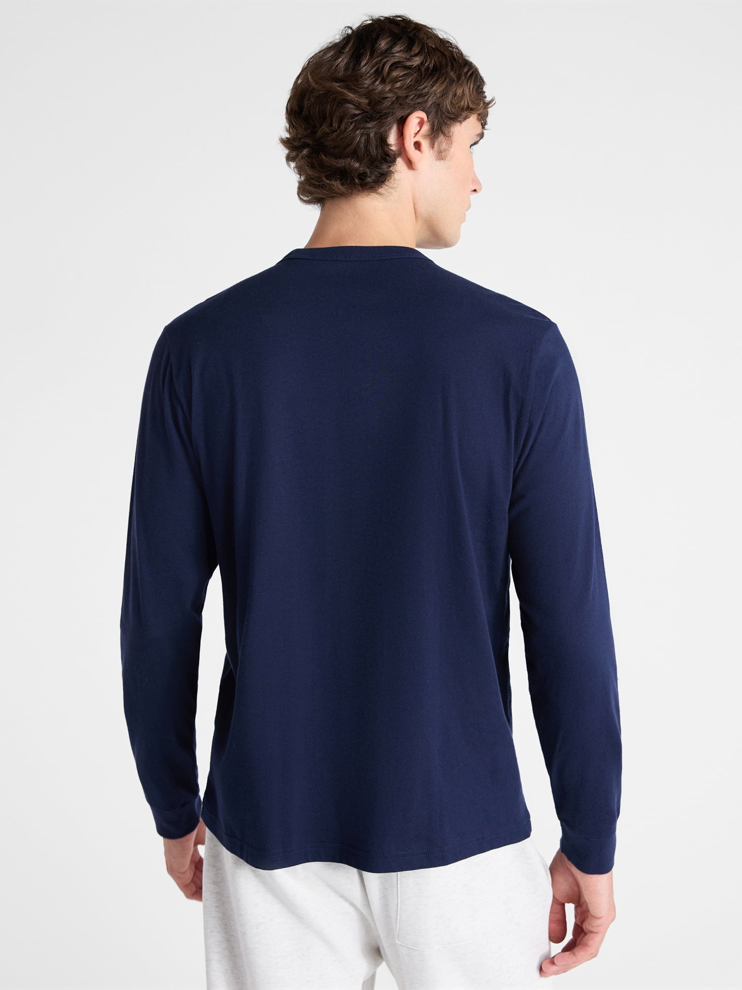 Free Assembly Men's Everyday Cotton Tee with Long Sleeves, Sizes XS-3XL