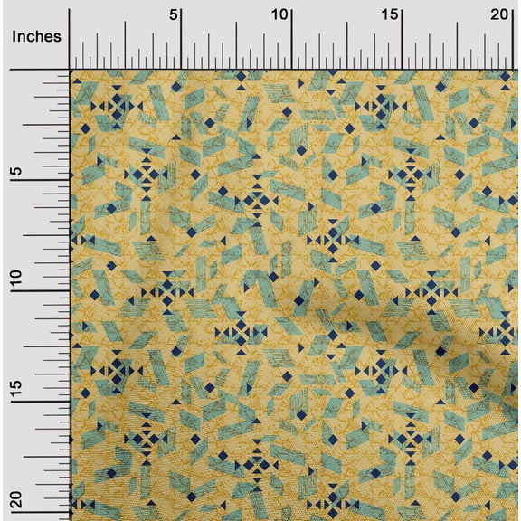 oneOone Cotton Cambric Gamboge Fabric Geometric Texture Sewing Material Print Fabric By The Yard 56 Inch Wide