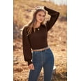 thumbnail image 3 of Long Puff Sleeve Sweaters for Women  Fall Winter Crewneck Knit Ribbed Bodysuit Pullover Tops, 3 of 11