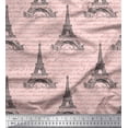 thumbnail image 1 of Soimoi Pink Viscose Chiffon Fabric Text & Eiffel Tower Architectural Print Fabric by the Yard 42 Inch Wide, 1 of 3