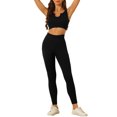 thumbnail image 2 of Allegra K Women's 2 Piece Workout Sets Seamless Ribbed Sports Bra High Waisted Leggings Set, 2 of 5