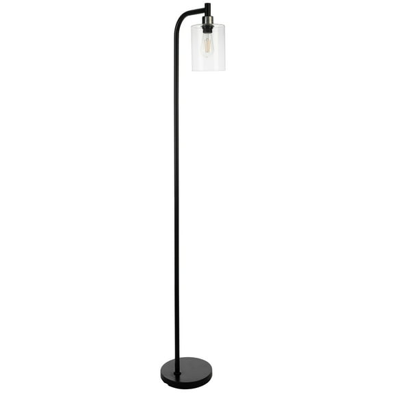 Lavish Home 65-inch Modern Floor Lamp with Glass Shade and LED Edison Bulb (Black)