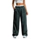thumbnail image 2 of Pantalones Anchos y Holgados para Mujer, Estilo Palazzo Harén, Informales, A Rayas, con Cintura Elástica y Bolsillos Verde Oscuro L, 2 of 7