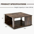 thumbnail image 2 of Gymax 2-Tier Square Coffee Table w/ Storage Industrial Center Table for Living Room, 2 of 10