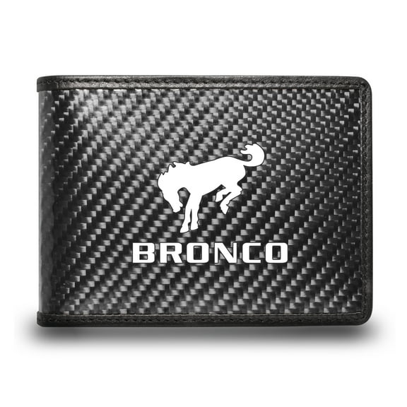 Ford Bronco Black Real Carbon Fiber Leather RFID Blocking Bi-fold Wallet