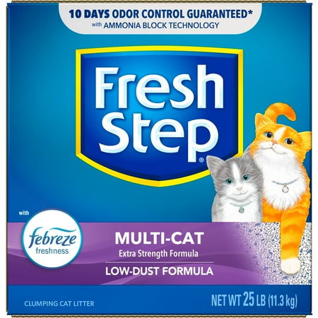 Fresh Step Multi-Cat Extra Strength Clumping Cat Litter with Febreze, 25 lbs