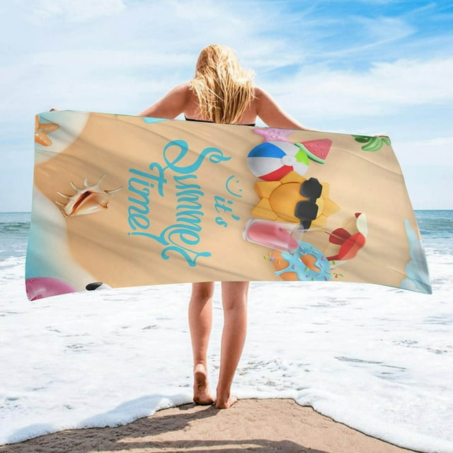WIFKLSIIPG Water Absorbent Quick Drying Portable Microfibre Travel Beach Towel Women's Men's Sandproof Cool Pool Towel Beach Accessory Towel Summer Beach Towel