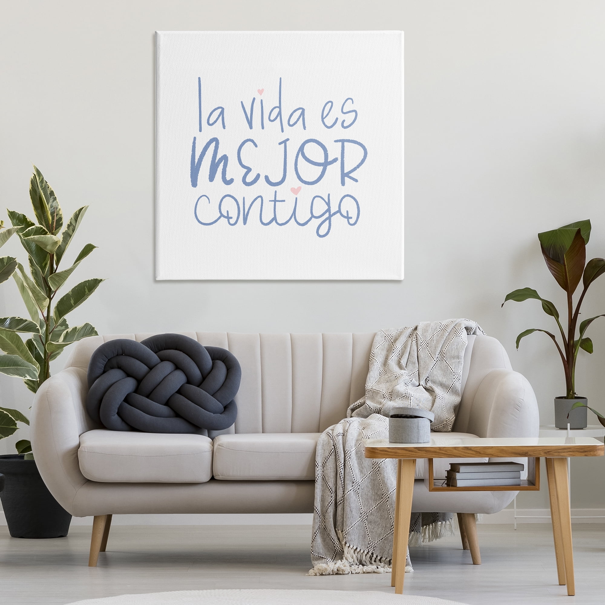 Stupell Industries La Vida Es Mejor Contigo Inspirational Quotes & Sayings Painting Wrapped Canvas Art Print Wall Art, 36 x 36