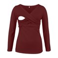thumbnail image 3 of Modstep Maternity Nursing Shirts for Women Long Sleeve V Neck Tops Spring Casual Pregnancy Breastfeeding Clothes Wine S, 3 of 7