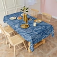thumbnail image 5 of Blue Pioneer Flower and Paisley Pattern Rectangle Tablecloth 60"x102",Waterproof Polyester Rectangle Table Cloth, Wipeable Spillproof Polyester Tablecloth for Dining, Camping, Indoor and Outdoor, 5 of 6