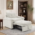 thumbnail image 7 of Bonzy Home 3-in-1 Pull Out Sofa Bed Chair, Soft Fabric Convertible Design with Side Storage, White, 7 of 7
