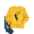 thumbnail image 3 of QAFOPEH Women Feather Birds Printing Round Neck Long Sleeve Sweatshirt Tops, 3 of 7