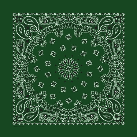 Bandanna Co Paisley, Hunter Green, 22" x 22" (6-PACK)