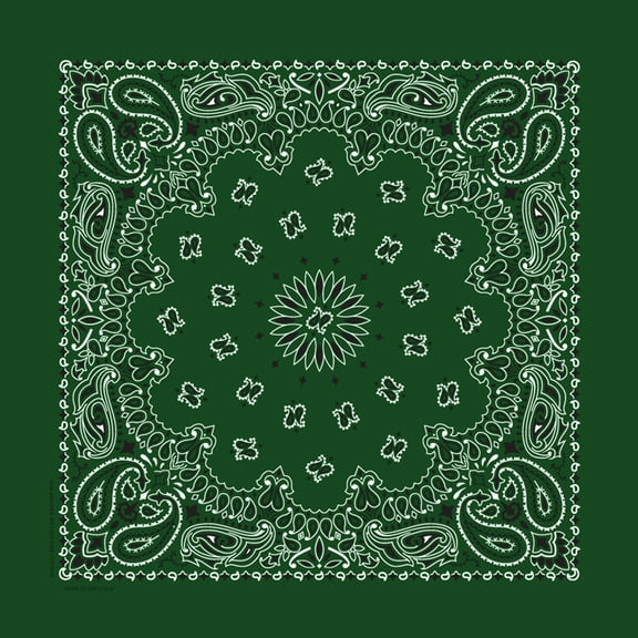 Bandanna Co Paisley, Hunter Green, 22" x 22" (6-PACK)