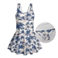 thumbnail image 6 of COEQINE Cute Swim Dress for Girls, One Piece Swimsuit with Flowy Skirt & Built-in Liner, Scoop Neck & Fixed Straps in V-Back Swimwear for Beach Pool, Ages 5-6, Tropical Palm Tree Blue Beige, 6 of 8