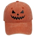 thumbnail image 2 of JIANLAI Vintage Washed Cotton Baseball Cap Unisex Halloween Four Pumpkin Face Printed Adjustable Curved Brim Dad Hat Multi‑Color Retro Distressed Baseball Hat, 2 of 5