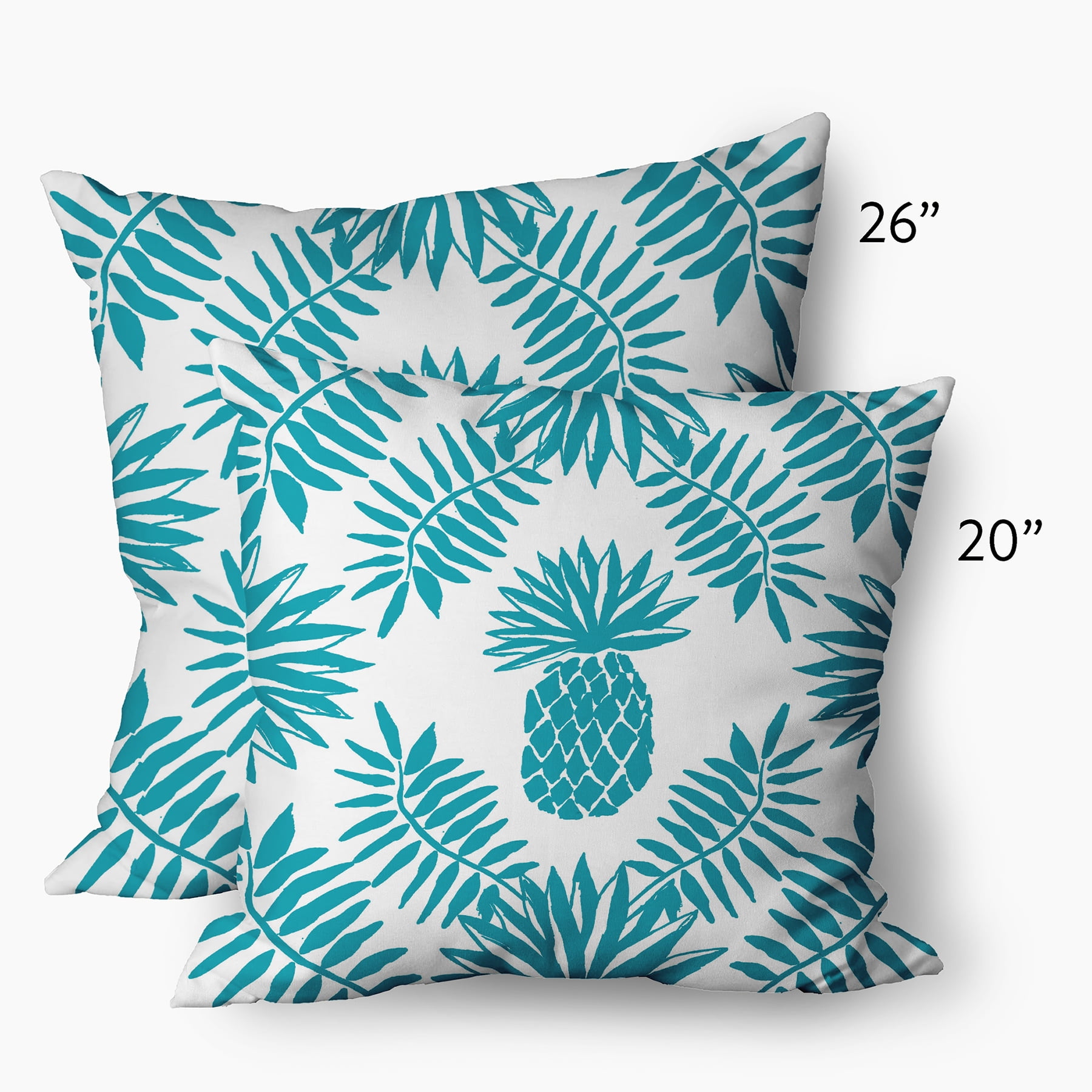 Simply Daisy 26 in x 26 in Tropical Blue and White Polyester Throw Pillow