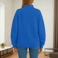 thumbnail image 7 of Womens Oversized Mock Neck Sweatshirts,Long Sleeve Pullover Plus Size Thick Tops,2025 Casual Fall Winter Outfits With Pockets Blue XXL, 7 of 7