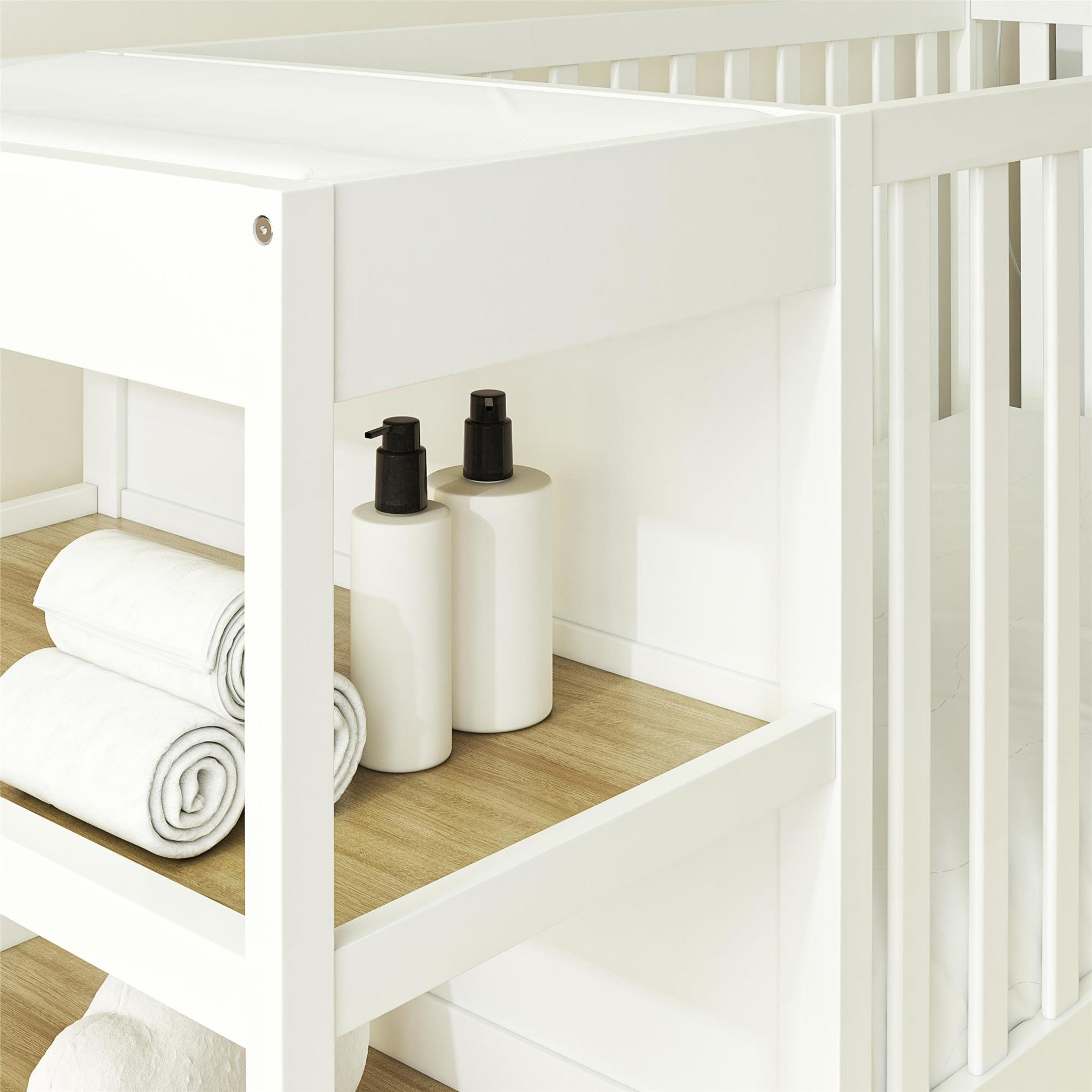 Baby Relax Ema 3-in-1 Convertible Crib & Changer Combo, White