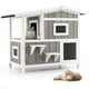 thumbnail image 1 of Costway Casa Exterior para Gatos de 2 Pisos de Madera con Puerta de Escape, 1 of 3