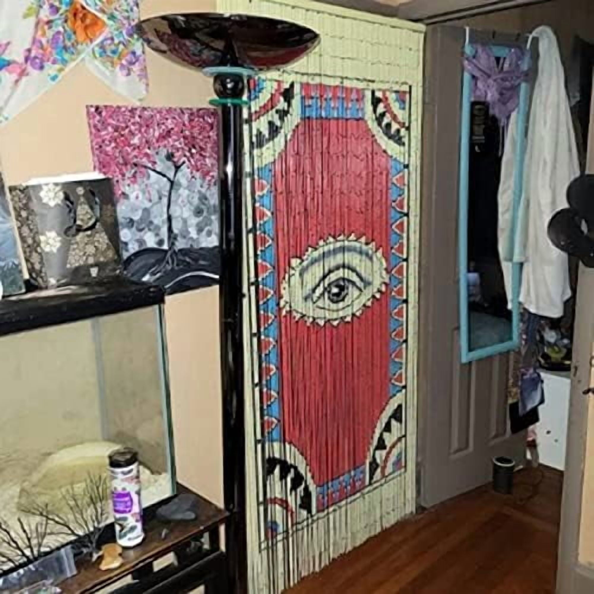 The Eye Bamboo Beaded Curtain for Doorway, Boho Beaded Curtain for Closets, Door Beads Decoration, Bamboo Beads for Doorways 35.5 in x 78 in