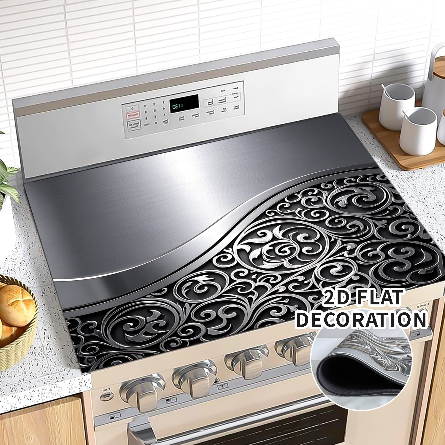 Glass Stove Top Cover, Multi-Design Stove Top Cover for Glass/Electric Stoves - 3-in-1 Heat-Resistant Protector Mat, Non-Slip Drying Rack 28"x20"