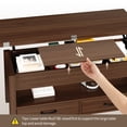 thumbnail image 1 of Table Basse Moderne à Plateau Relevable - Table Convertible Multifonctionnelle avec Tiroirs et Rangement Caché, Réglable en Hauteur de Salle à Manger, Parfaite pour le Salon Ou les Petits Espaces, Bois de Noyer (Variante Orme T-18), 1 of 7