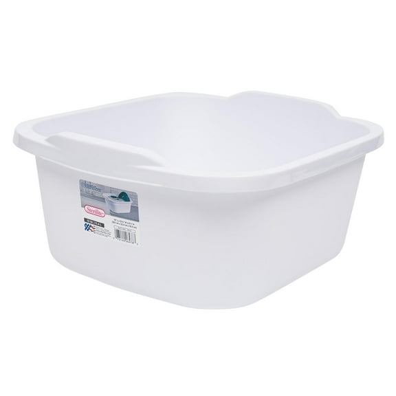 Sterilite 12 Qt. Dishpan, Multi-Purpose Plastic Wash Tub, Kitchen, Sink, White