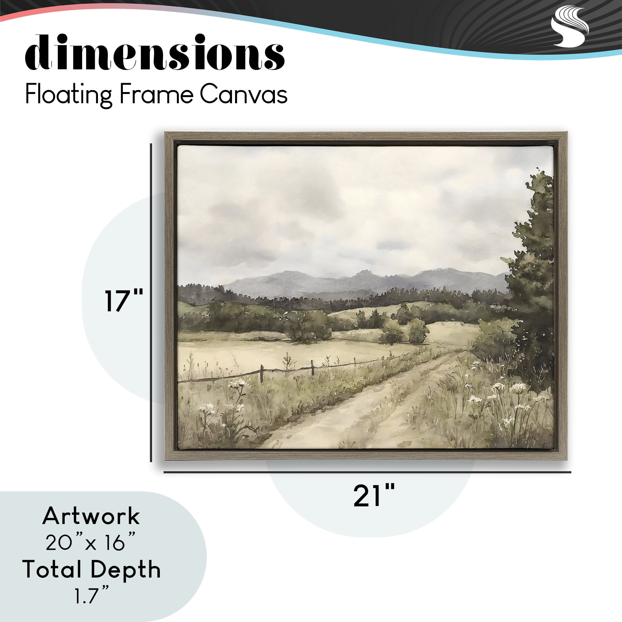 Stupell Industries Muted Meadow Lane Brown Framed Floater Canvas Wall Art, design by Riley B