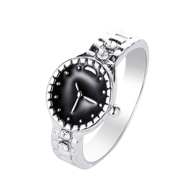 Anillos para mujer, regalos originales para mujer, anillo con forma de reloj y circonita cúbica para compromiso, boda, accesorios de joyería, reloj inteligente para mujer y niña.