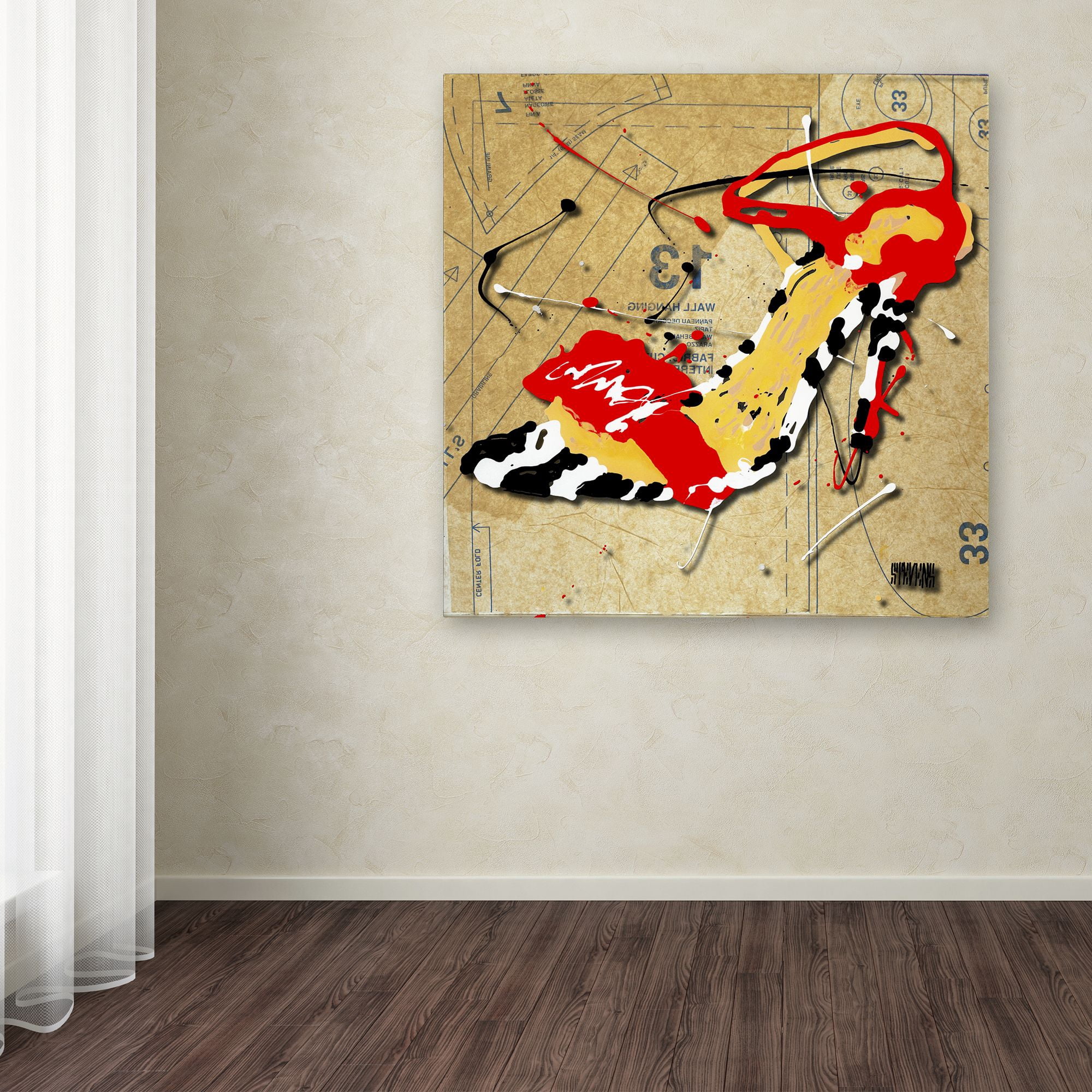 Trademark Fine Art "Zebra Heel Red" Canvas Art by Roderick Stevens
