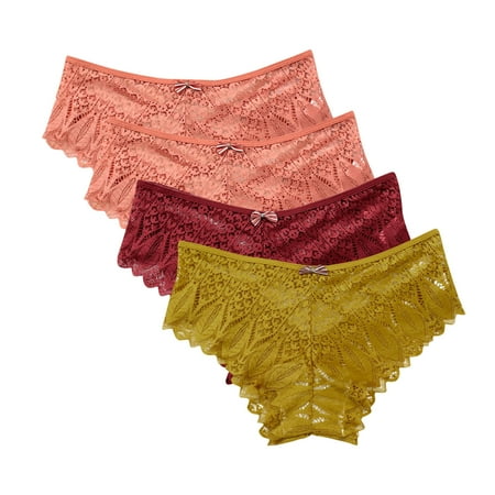 Arnsht Sexy Cheeky Panties for Women Mesh Seamless Lace Criss Cross Bikini Underwear Breathable Wicking Briefs 4 Packs Multicolor#70 XL