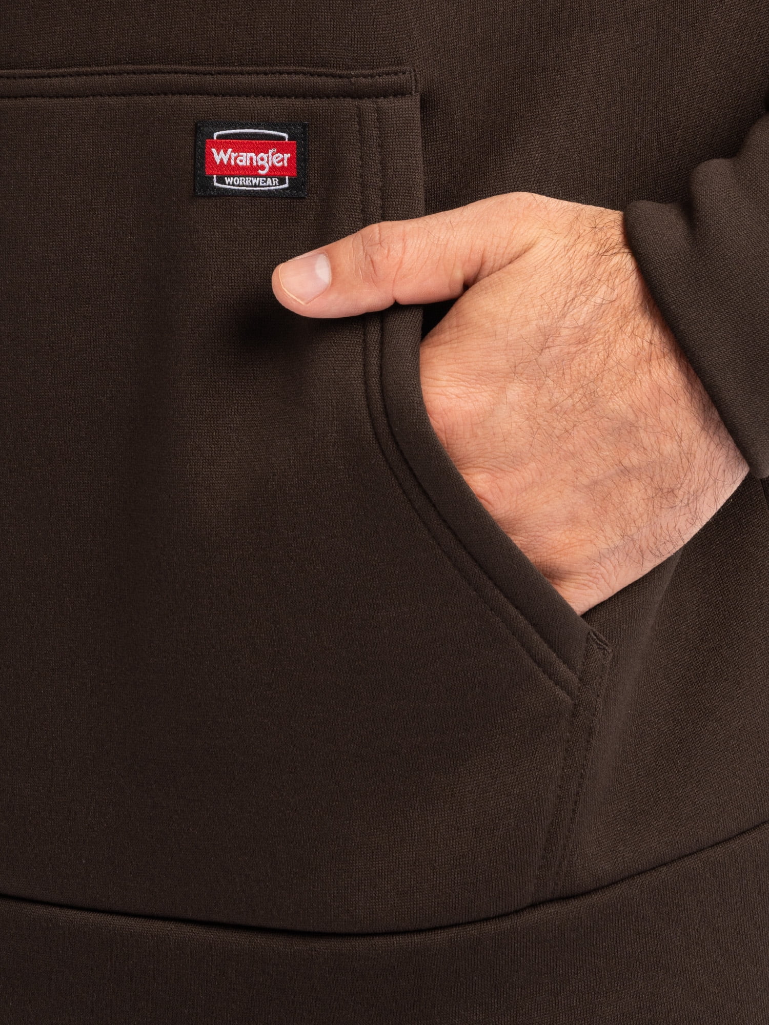 Wrangler Workwear Men's and Big Men's Relaxed Pullover Hoodie with Faux Shearling Lining, Sizes S-3XL