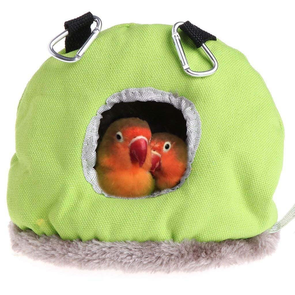 ForHe Winter Warm Bird Nest House Shed Hut Hanging Hammock Finch Cage Plush Fluffy Birds Hut Hideaway for Hamster Parrot Macaw Budgies Eclectus Parakeet Cockatiels Cockatoo Lovebird M, Blue 