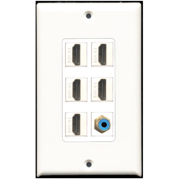 Ultra Spec Cables 5 Port HDMI 1 RCA Blue Wall Plate DecorZ
